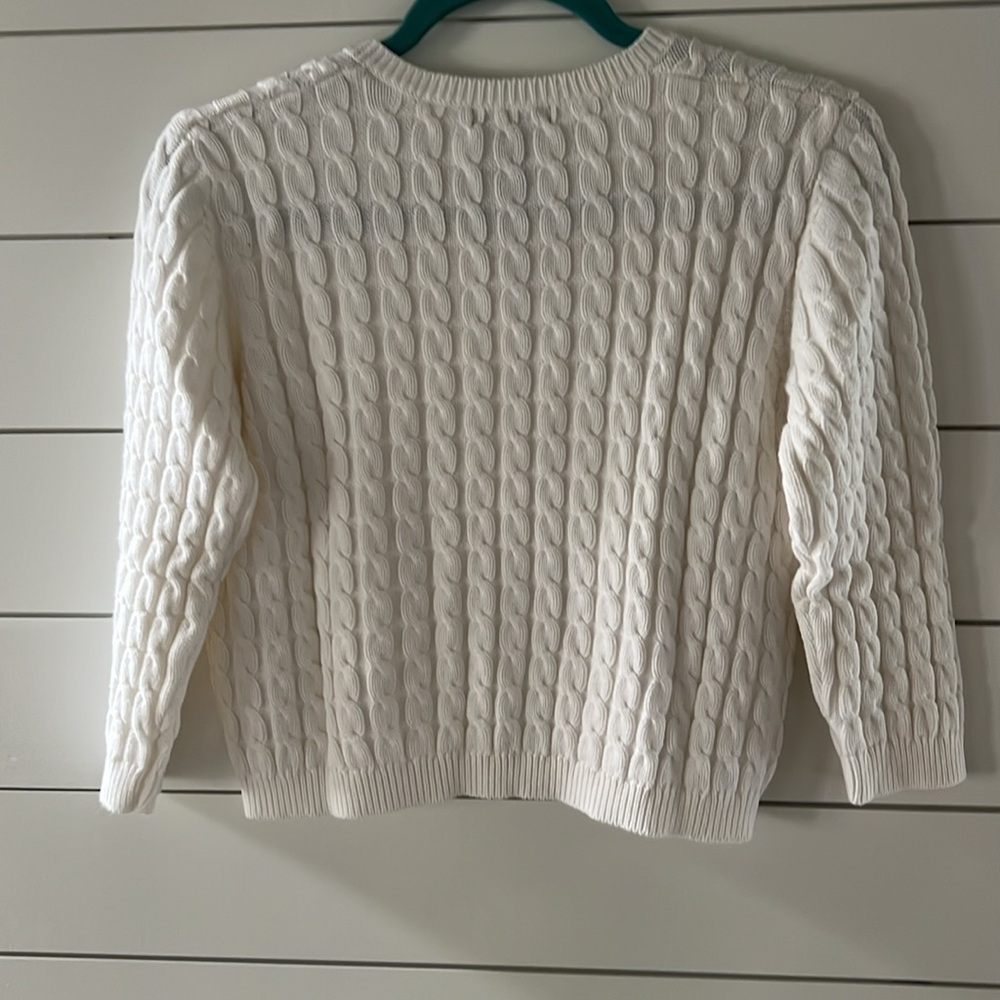 The limited size large 100% cotton white cable knit shrunken sweater - Picture 3 of 4